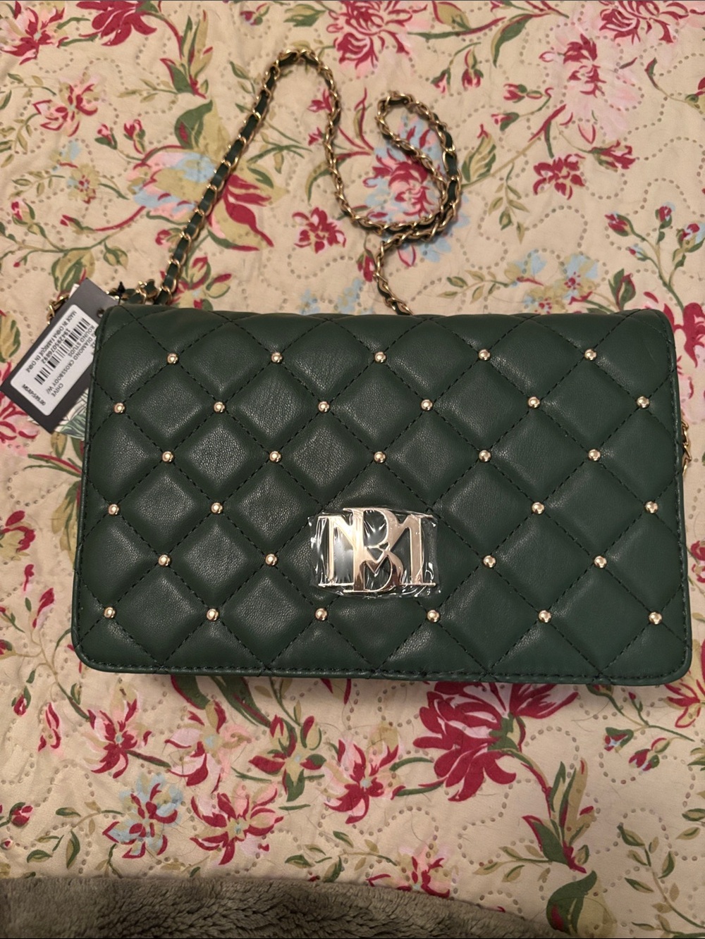 Badgley Mischka green Quilted Chain Shoulder Bag